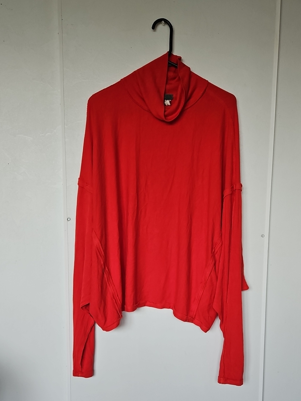 We The Free People Womens Alameda Top Red Long Dolman Sleeve Turtleneck Knit M